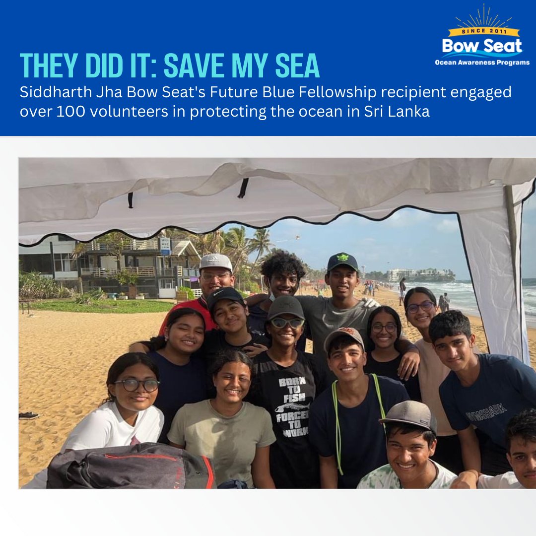 fromthebowseat's tweet image. #FridaySpotlight 🎇 Meet our 2022 Future Blue Fellowship Grantee Siddharth Jha #MakingWavesForClimate from Sri Lanka, founder of Save My Seas. He educated and engaged 100s of students on marine pollution through beach clean-ups &amp;amp; public awareness 🐬

#SustainableCommunities