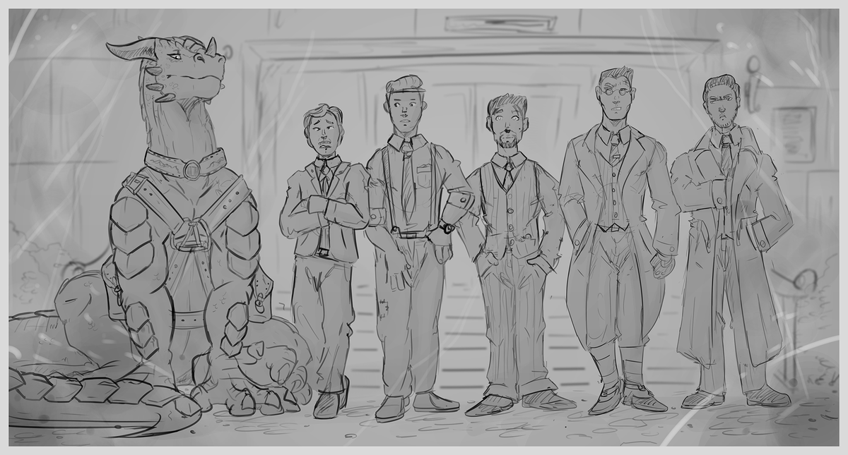 leindurstit's tweet photo. New appointees to the First Guard, posing for a traditional first-day photo, some only mildly concerned with their new fire-breathing colleague...

Art by @SixSydes 

"Drake of the First Guard: Part One" now available here: https://t.co/dnCFspqnf0 https://t.co/Qc5yBLrIfW