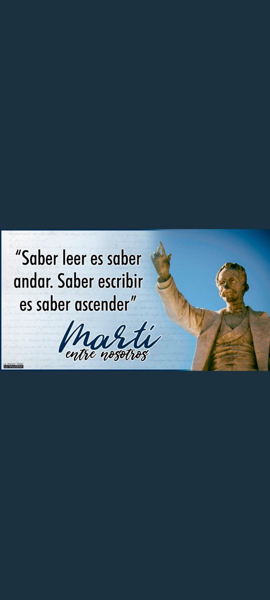 "Saber leer es saber andar. Saber escribir es saber ascender". #Aniversario170 del Natalicio de nuestro Apóstol y Héroe Nacional #JoséMartí. 🇨🇺
#Azucareros
 #MartíEntreNosotros
 #Cuba #28deEnero
 #MartíVive