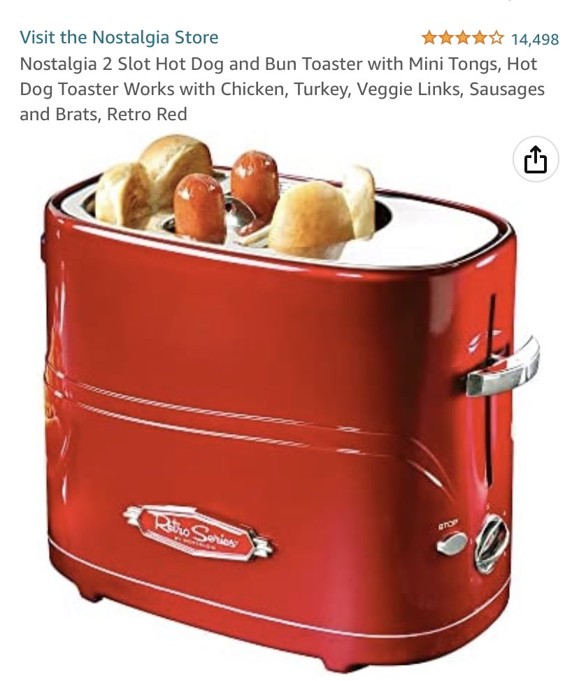 The wife just said I don’t “need” this specialized toaster that cooks hotdogs and buns at the same time. I can’t think of any food based situation where this couldn’t solve a problem.  It’s also available in a 4 dog model. I’m sure I can get some kids on my side.
