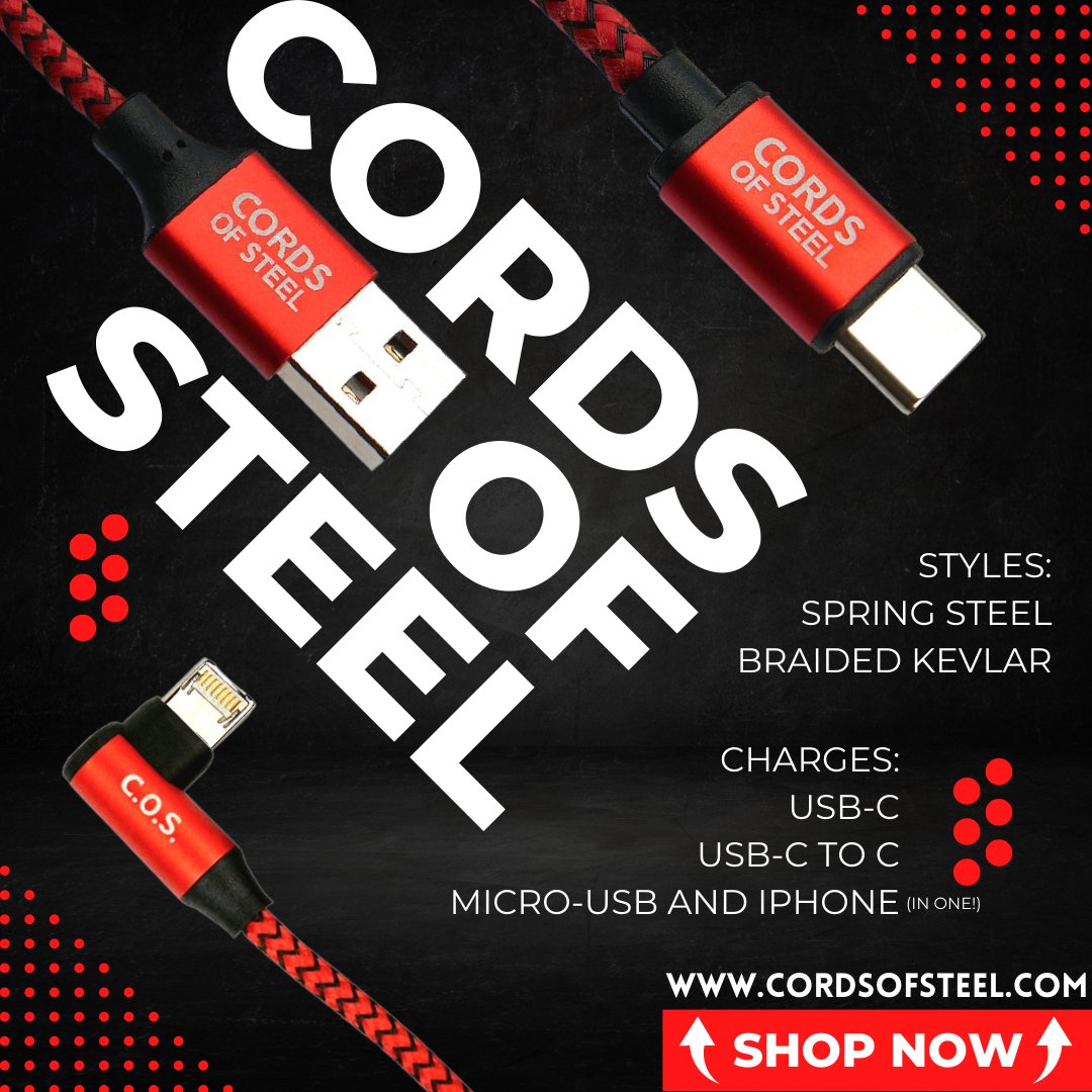 CordsofSteel's tweet photo. We have a LIFETIME limited warranty, so even if your cord breaks, we'll replace it for FREE! Go to https://t.co/0CAZzdZHwG to the best charging cords on the market today!

#electronics #technology #tech #engineering #gadgets #iphone #electrical #electronic #apple #diy #mobile https://t.co/6x8nFUaNq8