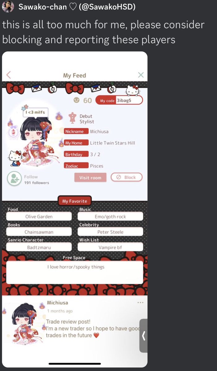 hello77448805's tweet photo. @skittymeww theyre also preaching keeping minors from seeing inappropriate statuses (that are blatantly jokes)in the game, but are completely fine with talking about much worse in a private server with people they KNOW are minors? https://t.co/5eo8IqAueZ