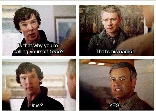 sapw's tweet photo. #ABCBatchG #BenedictCumberbatch #Greg #graham The ongoing joke in #Sherlock about #GregLestrade I don't know who made the last one, but it's funny! https://t.co/AYQIGbn17e