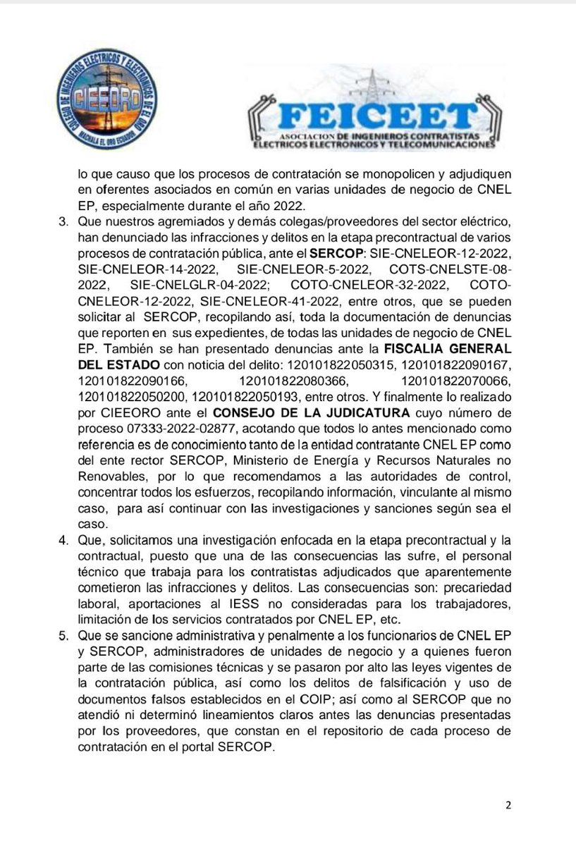 AsoConElec's tweet photo. Oficio entregado al Asambleísta Fernando Villavicencio en apoyo a la lucha contra la corrupción en empresas públicas del sector eléctrico. https://t.co/upyvLSpZsc