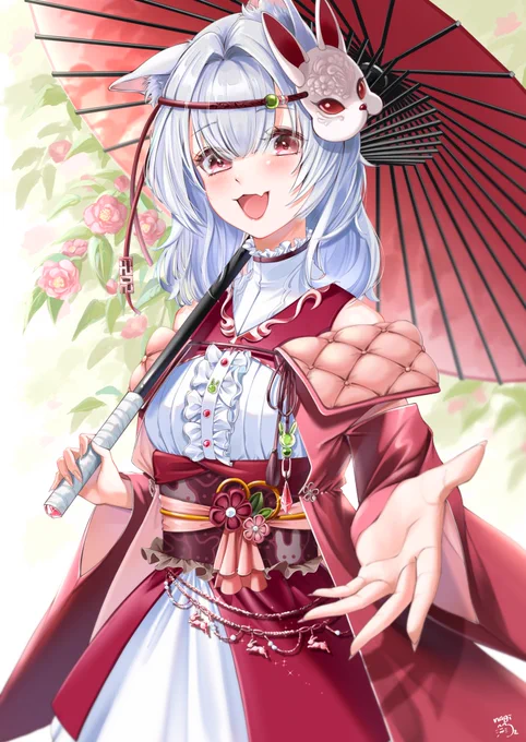 おはようございます昨日は過去絵のファンアートにたくさんのいいねありがとうございます励みになります今日の一枚▼▽▼割と最近のイラストです!オリキャラの狐々子(ここね)ちゃん今年のお正月に卯年をイメージして衣装デザインしました!#イラスト 