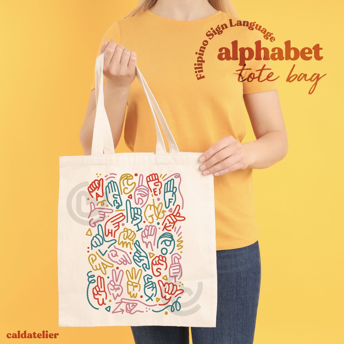 caldatelier's tweet photo. I designed Filipino Sign Language tote bags for Deaf awareness. Which one do you like? :) https://t.co/Okv5dPt8Ku