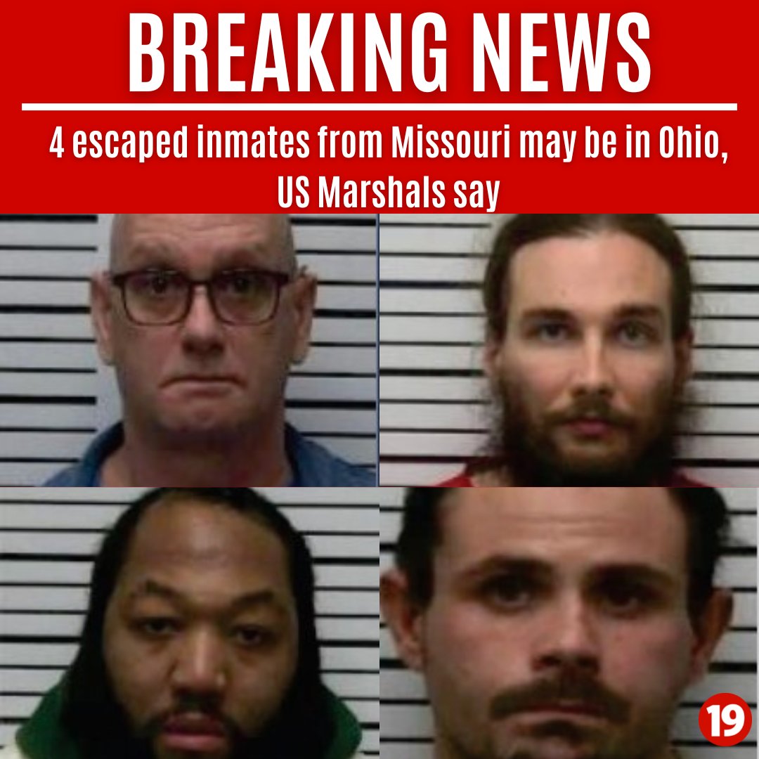 cleveland19news's tweet photo. BREAKING: U.S. Marshals have indicated that four escapees from Missouri may be in or traveling through Ohio. Officials said all are considered dangerous. https://t.co/CTAjVgFbHh https://t.co/INi8iidZ7k