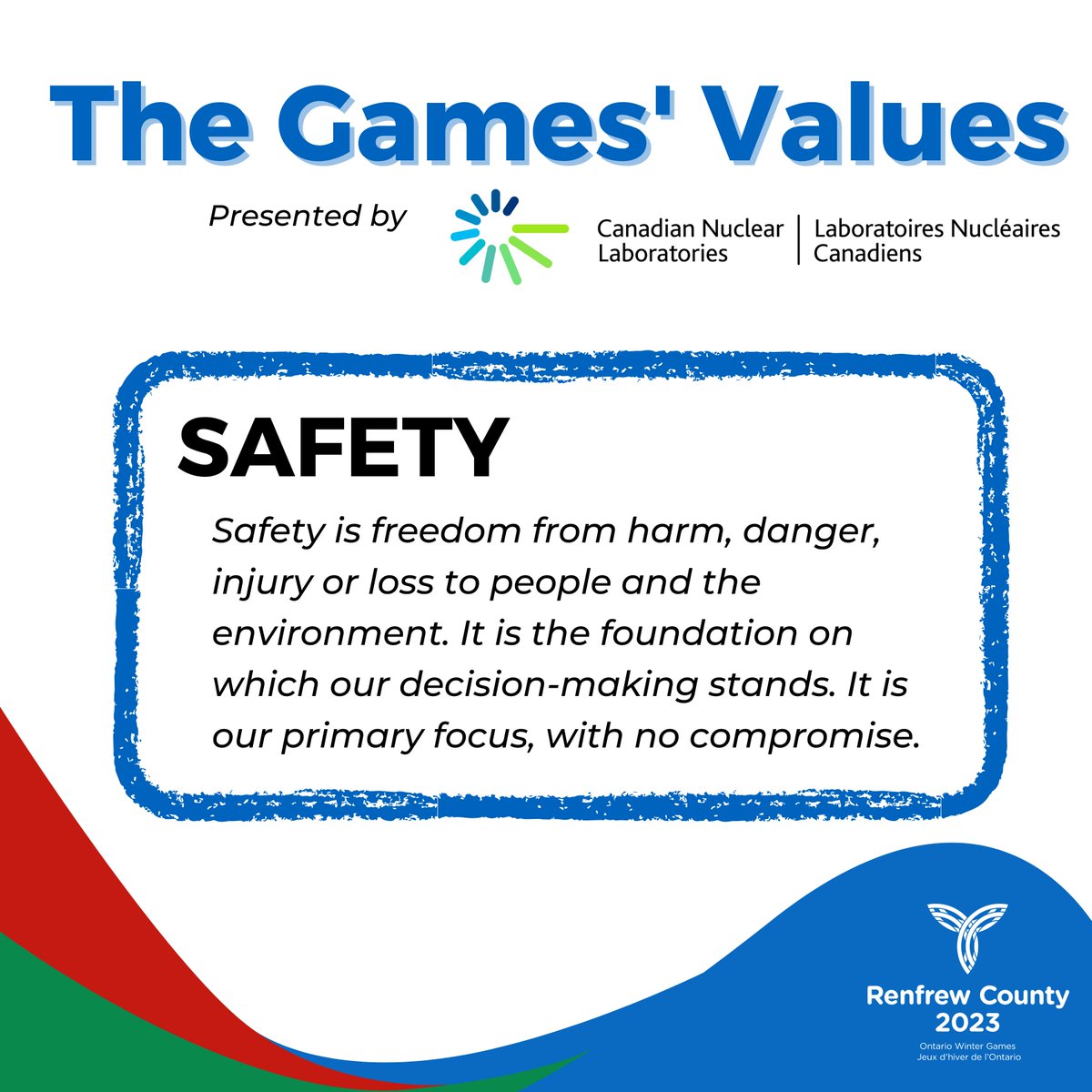 The Games’ Values mean staying safe in sport and in life with no compromise. Thank you to our partner @CNL_LNC for sharing their values, and always making safety a key priority. 
For more information on what the @CNL_LNC Games’ Values mean visit: countyofrenfrew.on.ca/en/news/renfre…