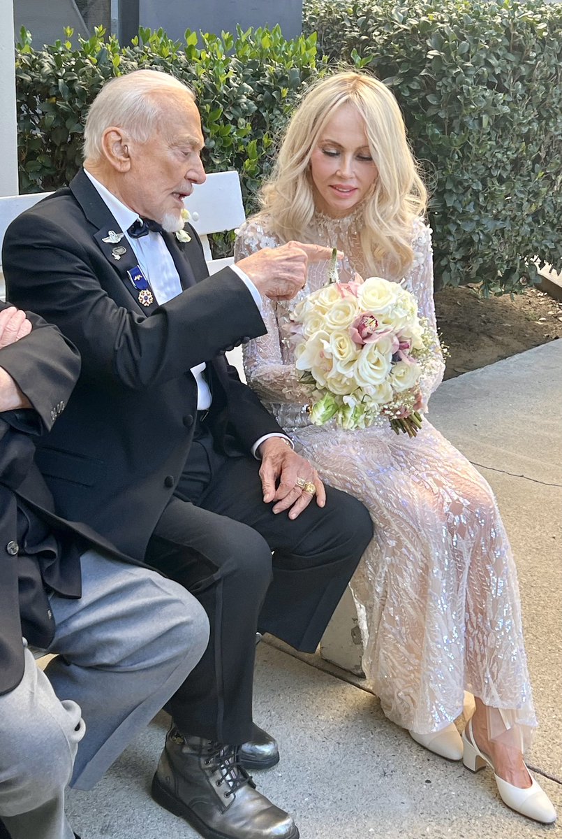 On my 93rd birthday & the day I will also be honored by Living Legends of Aviation I am pleased to announce that my longtime love Dr. Anca Faur & I have tied the knot.We were joined in holy matrimony in a small private ceremony in Los Angeles & are as excited as eloping teenagers