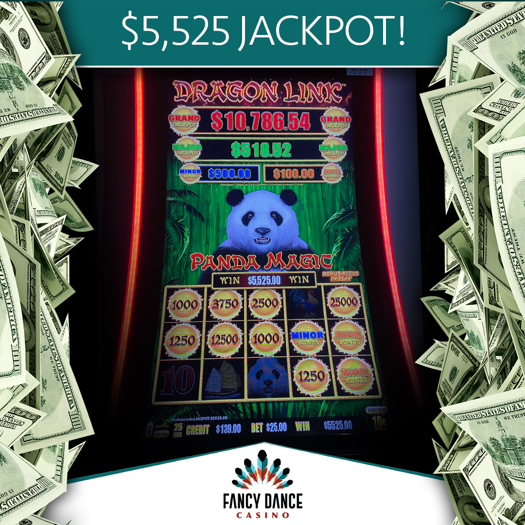 fancy_dance's tweet image. #PandaMagic strikes it rich again! 🤑 🐼 #Congrats to our #Jackpot #Winner who's $5,525 #richer! 

Get your #fancydance ready to #win!

#fancydancecasino #casino #dragonlink #getfancy #magic #panda #playslots #ponca #slot #slots #slotwin #stayfancy #wherewinnersdance #winbig
