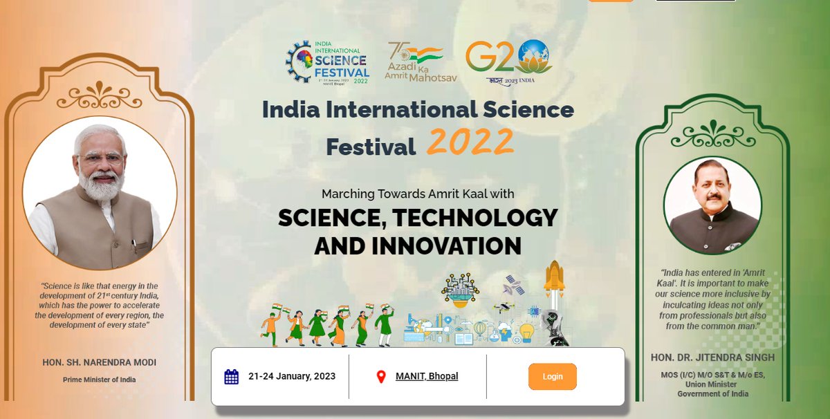 India International Science Festival to start in #MadhyaPradesh today. 

The festival, organised at Maulana Azad National Institute of Technology-MANIT, #Bhopal, to continue till  24th of January.

#iisfbhopal