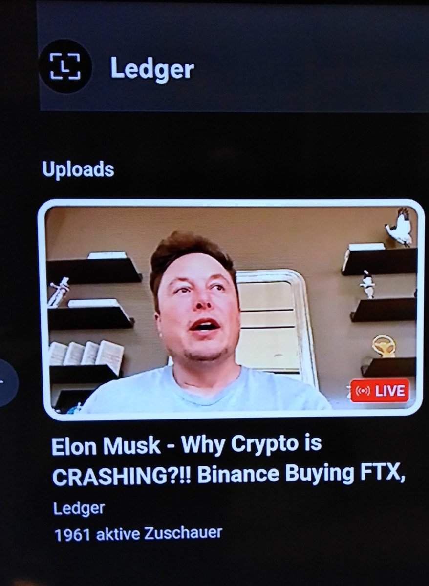 ONGOING SCAM. <a href="/Ledger/">Ledger</a> <a href="/Ledger_Support/">Ledger Support</a>  check your youtube account! Videos of <a href="/elonmusk/">Elon Musk</a>