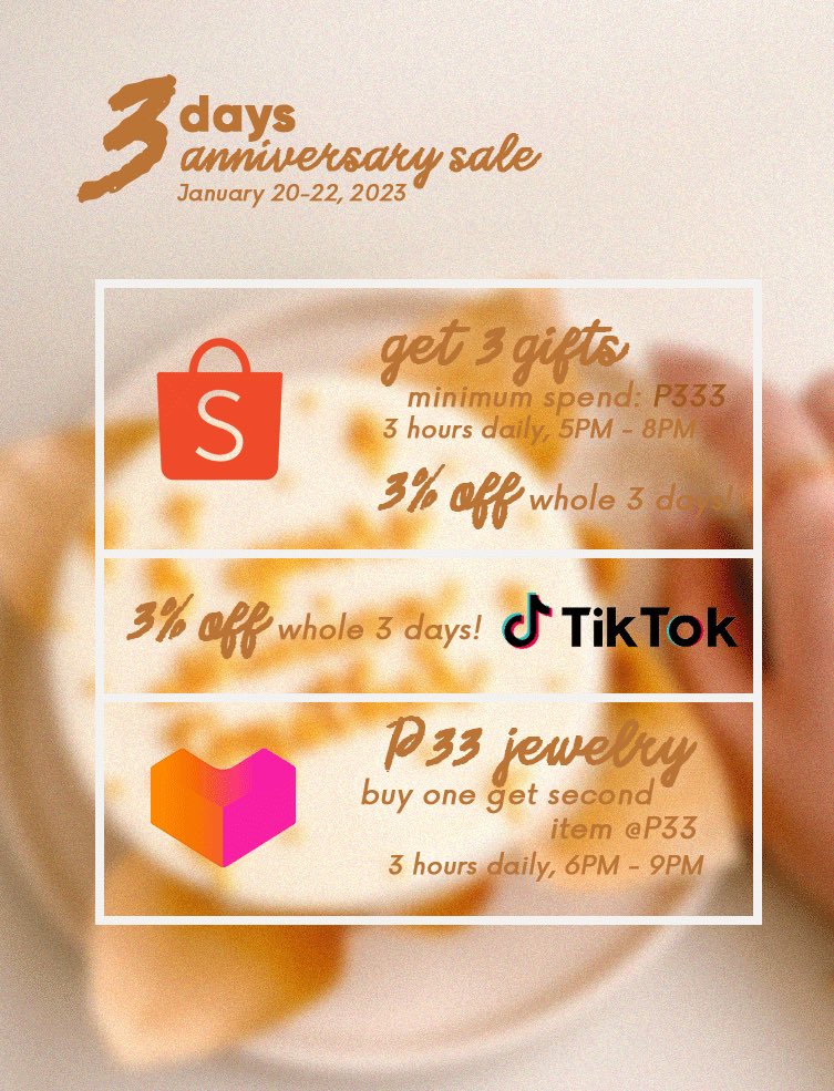 getCeleste_'s tweet photo. Catch 3 days anniversary sale! Check photo for deets! 💗

https://t.co/7oleptOOBi
https://t.co/Q4irQ1PPG8
https://t.co/hX5iMB4TmK https://t.co/sH84knqvUF