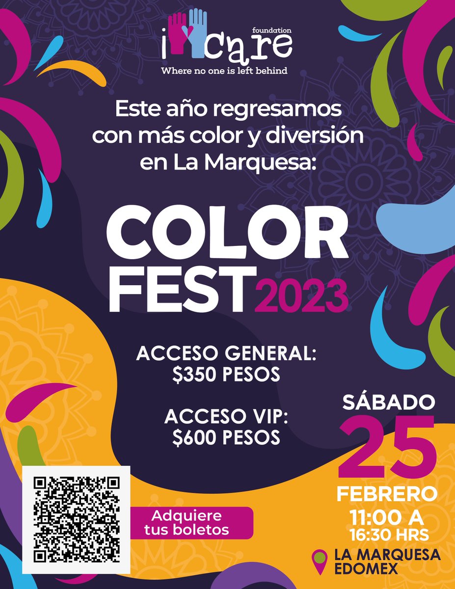 ICareAC's tweet photo. Este año, volvemos con uno de nuestros eventos más importantes, El Color Fest en su edición 2023, en donde podrás disfrutar de un ambiente lleno de música y diversión en La Marquesa, Estado de México. 
Adquiere tus boletos: 
https://t.co/IhJE6Xwma5 

#ColorFest2023 https://t.co/e5fwq84Q5L