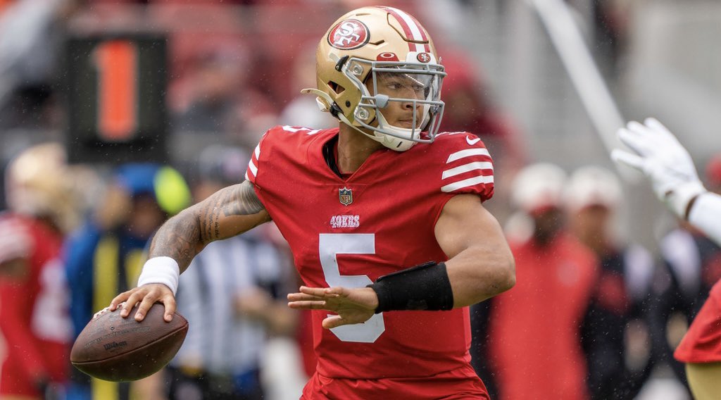 jasrifootball's tweet photo. Update: Barring a “seismic jump” from Trey Lance, a huge regression from Brock Purdy, or an unfortunate injury, Brock Purdy will be the team’s starter in 2023, per @MikeSilver 

SF traded 3 first round picks for the right to draft Trey Lance and will now likely have to trade him. https://t.co/D66xK2qFRU
