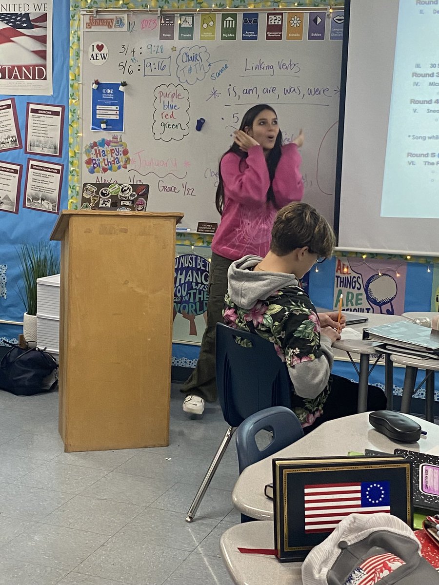 HayleyTepper's tweet photo. Gate 8th graders @AEWrightMS had a @smashboombest style debate about what was more impactful during the Revolutionary war: WORDS or ACTIONS? https://t.co/Hxgi5BOrCI