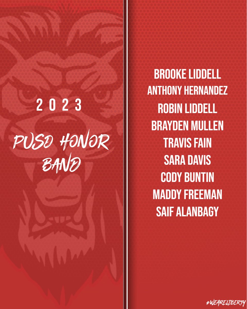 Libertyhsbands's tweet photo. Congrats to the 9 band members selected to represent LHS at the 2023 District Honor Band https://t.co/yEnkGBcdKp