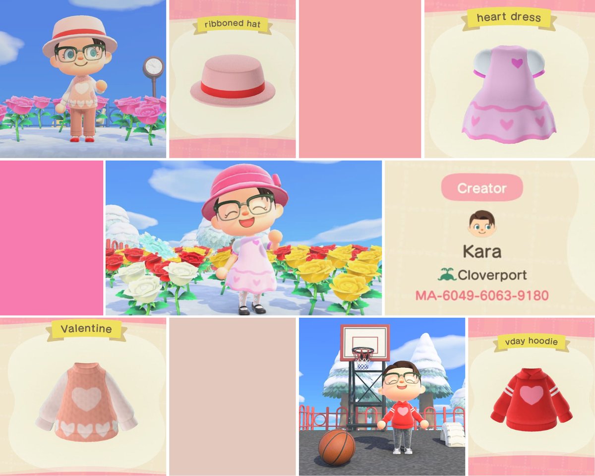 kara_xiii's tweet photo. Created some Valentine's themed outfits, or for anytime if you just like hearts! #ACNH #animalcrossing #customdesigns #prodesigns https://t.co/29zVdQqFOC