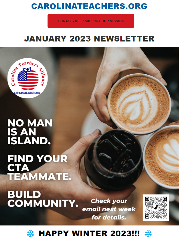 CarolinaTeachrs's tweet image. ❄️Check out our January Newsletter! t.ly/4ust

#nced #sced #ncpol #ctateachers #teachertwitter #k12 #education #teacherperks #teaching #educators