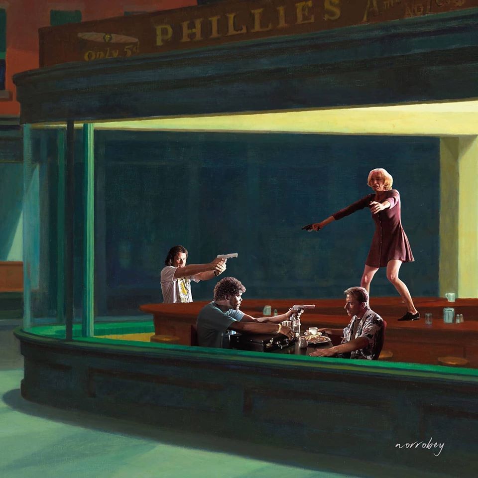 'No quisiera herir tu ego, pero esta no es la primera vez que alguien me apunta con una pistola...'

Quentin Tarantino ft. Edward Hopper