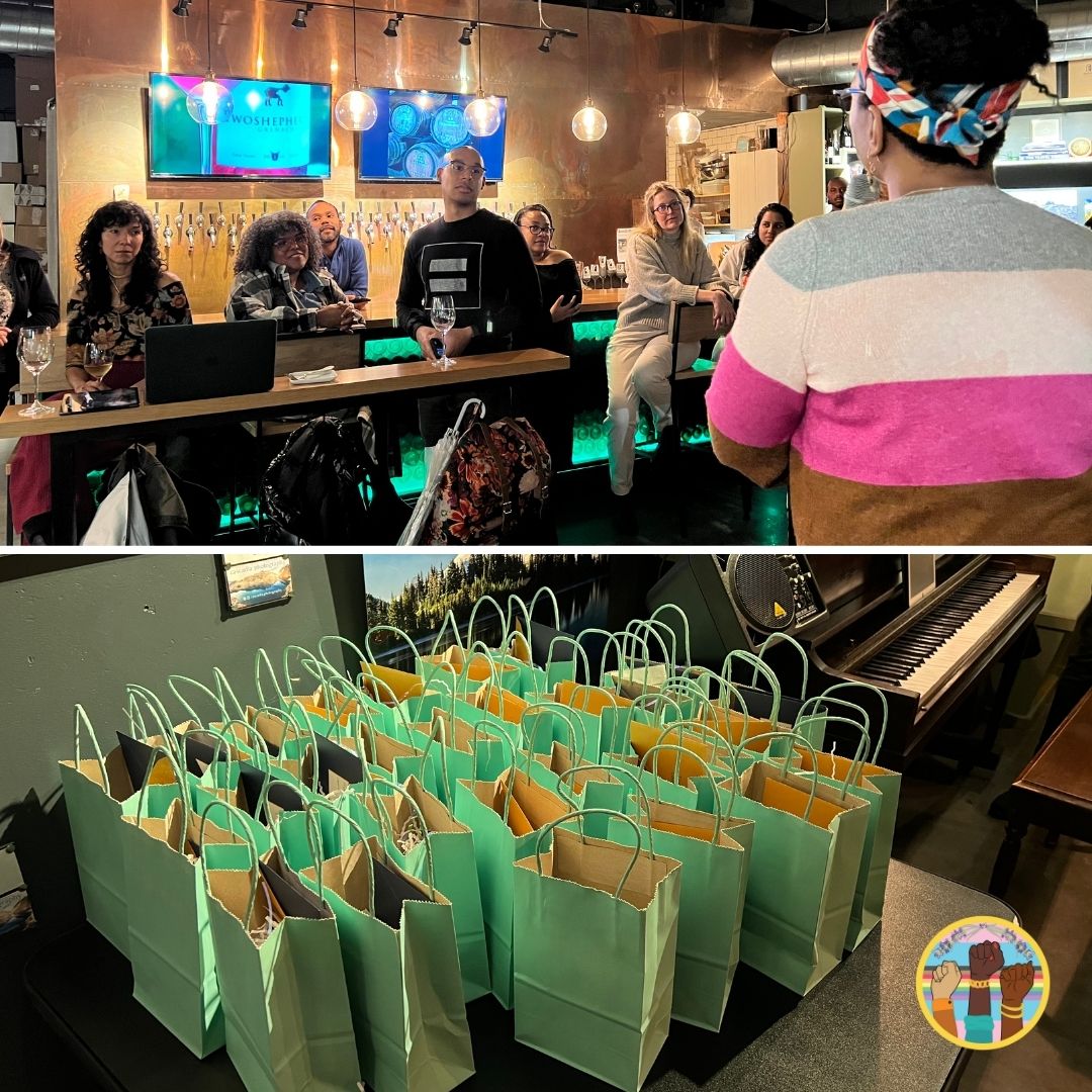 lavrights's tweet photo. What an evening! Thank you @footprintwine for graciously hosting us in your beautiful space, and to @theochocolate for providing sweet snacks in our goodie bags! We are so grateful to be able to meet with our donors. This journey is better with you! #lavenderrightsproject https://t.co/p7Hm84aYGt