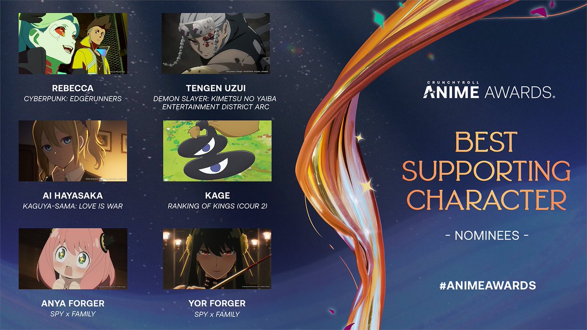 Got a favorite supporting character? Vote for the BEST SUPPORTING CHARACTER at the #AnimeAwards 2023!! 🏆 VOTE: got.cr/AA23VOTE-TW