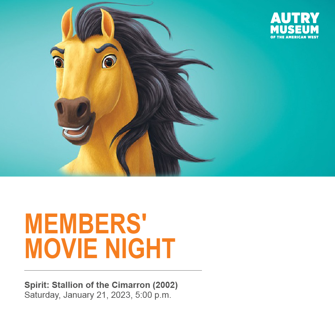 Members, join us tomorrow night for a movie night of Spirit: Stallion of the Cimarron (2002)! 🍿

For more info, check out our website! bit.ly/3QXby64
.
.
.
#theautry #autrymusic #shoptheautry #autrymuseum #autryevent #artmuseum #art #artgallery #contemporaryart #museum