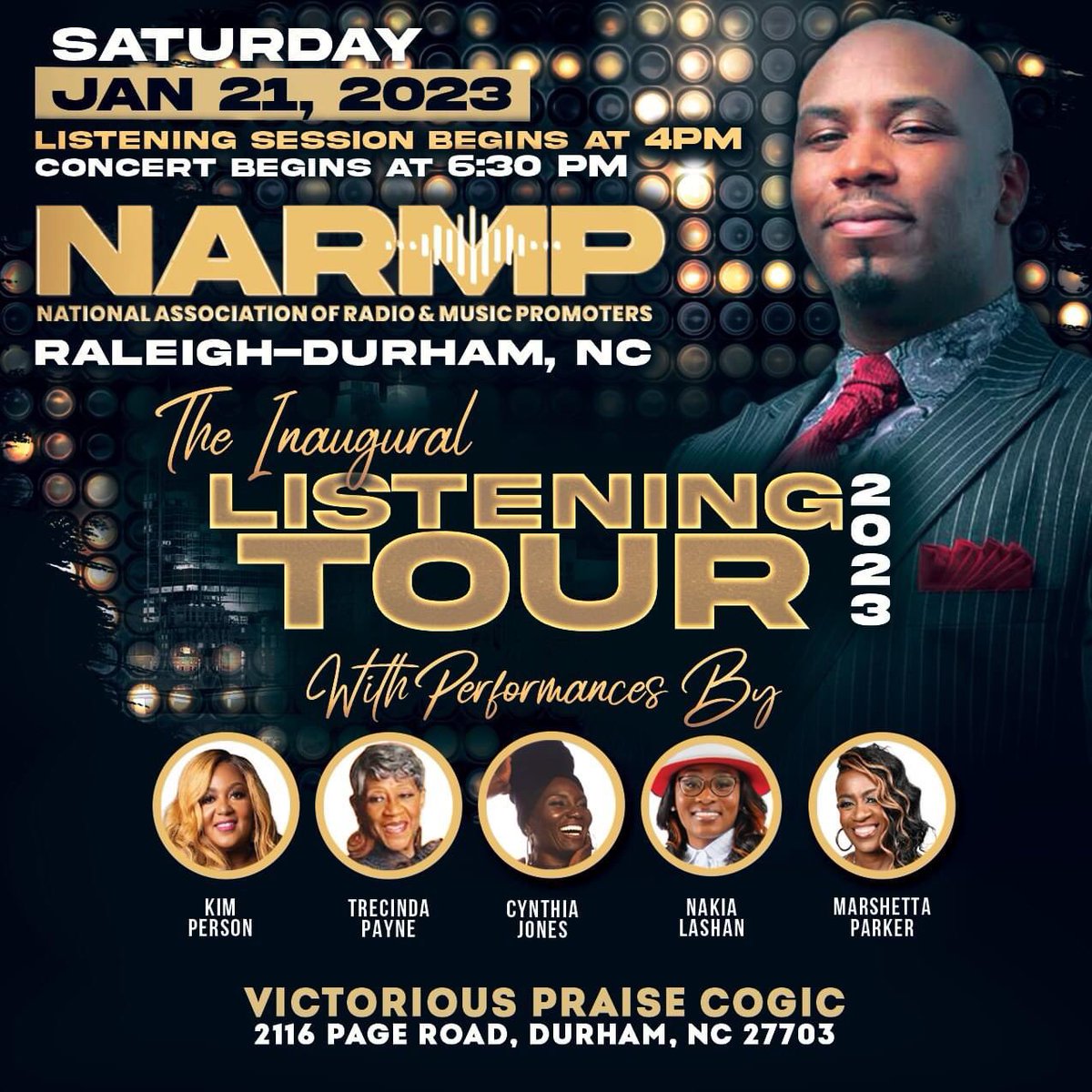 TOMORROW! Join us as we launch the National Association of Radio &amp; Music Promoters (NARMP) and as we launch "The Inaugural Listening Tour 2023"

Listening Session - 4PM
Concert - 6:30PM

2023 Annual Membership is only $10, so join TODAY via our website at NARMP.org