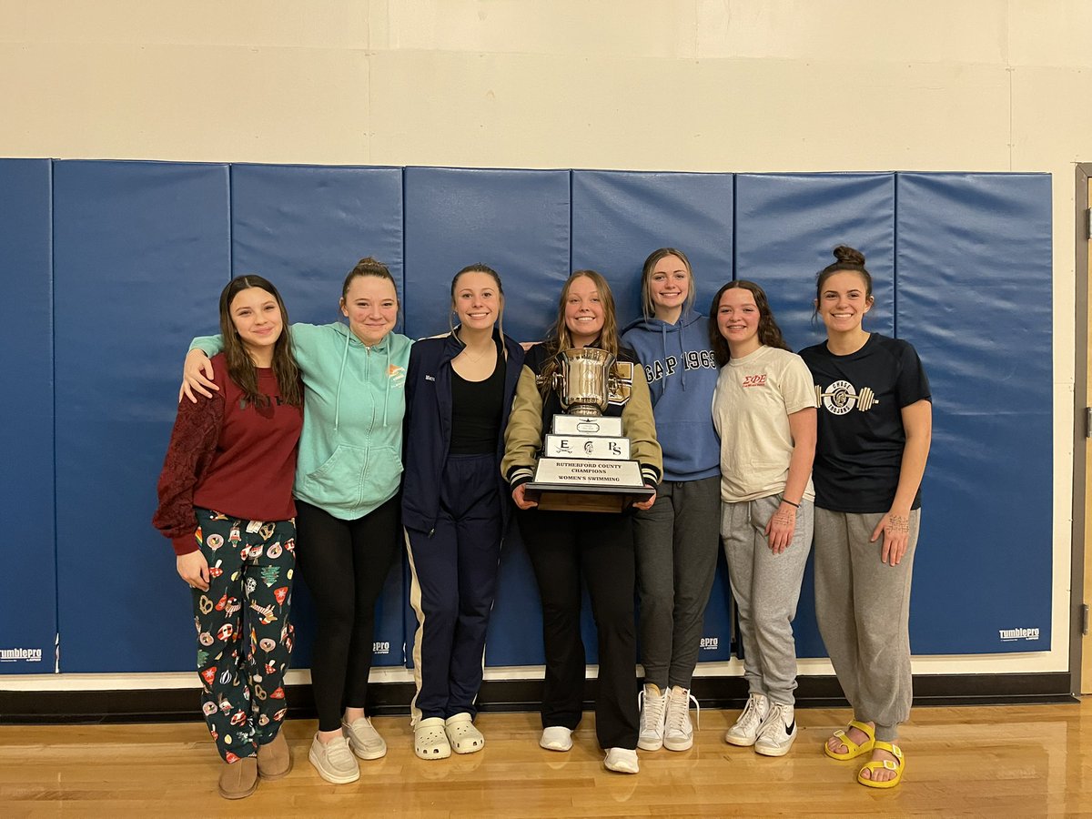 CHASE Women’s Swim team: 2022-23 Rutherford County Champions!  The Trophy comes back to #thefarm for another year!  Congrats to all our swimmers and good luck at the conference meet next week.