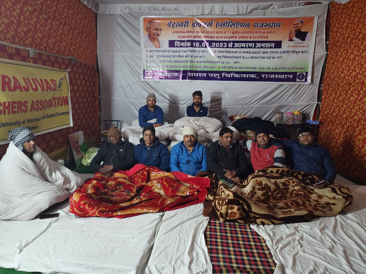 क्या आज की सरकारों में गांधीजी के सिद्धांतों का कोई मूल्य नहीं रहा..#सत्याग्रह_पर_पशुचिकित्सक
#Vets_On_Hunger_Strike
<a href="/ashokgehlot51/">Ashok Gehlot</a>
<a href="/KatariaLalchand/">Lalchand Kataria</a> <a href="/_lokeshsharma/">Lokesh Sharma</a> <a href="/1stIndiaNews/">First India News</a> <a href="/Editor_Umang/">Umang Mathur🇮🇳</a> <a href="/ABPNews/">ABP News</a> <a href="/DainikBhaskar/">Dainik Bhaskar</a> <a href="/zeerajasthan_/">ZEE Rajasthan</a> <a href="/RahulGandhi/">Rahul Gandhi</a> <a href="/kashiram_journo/">Kashiram Choudhary</a> <a href="/RajGovOfficial/">Government of Rajasthan</a>