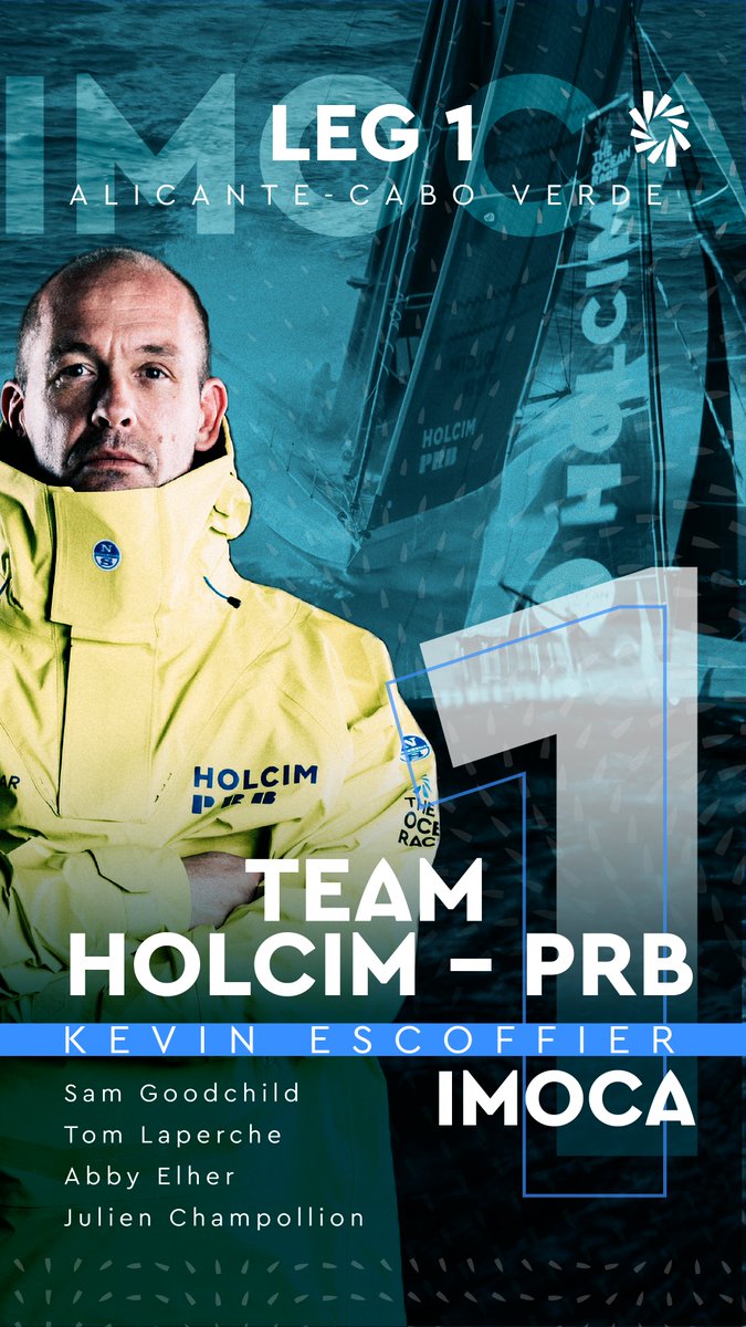 🇨🇭 Team Holcim-PRB first IMOCA in Cabo Verde! The team skippered by Kevin Escoffier crossed the finish line at 02h 01m 59s UTC with an elapsed time of 05 days, 11 hours, 01 minutes and 59 seconds. #TheOceanRace #IMOCA