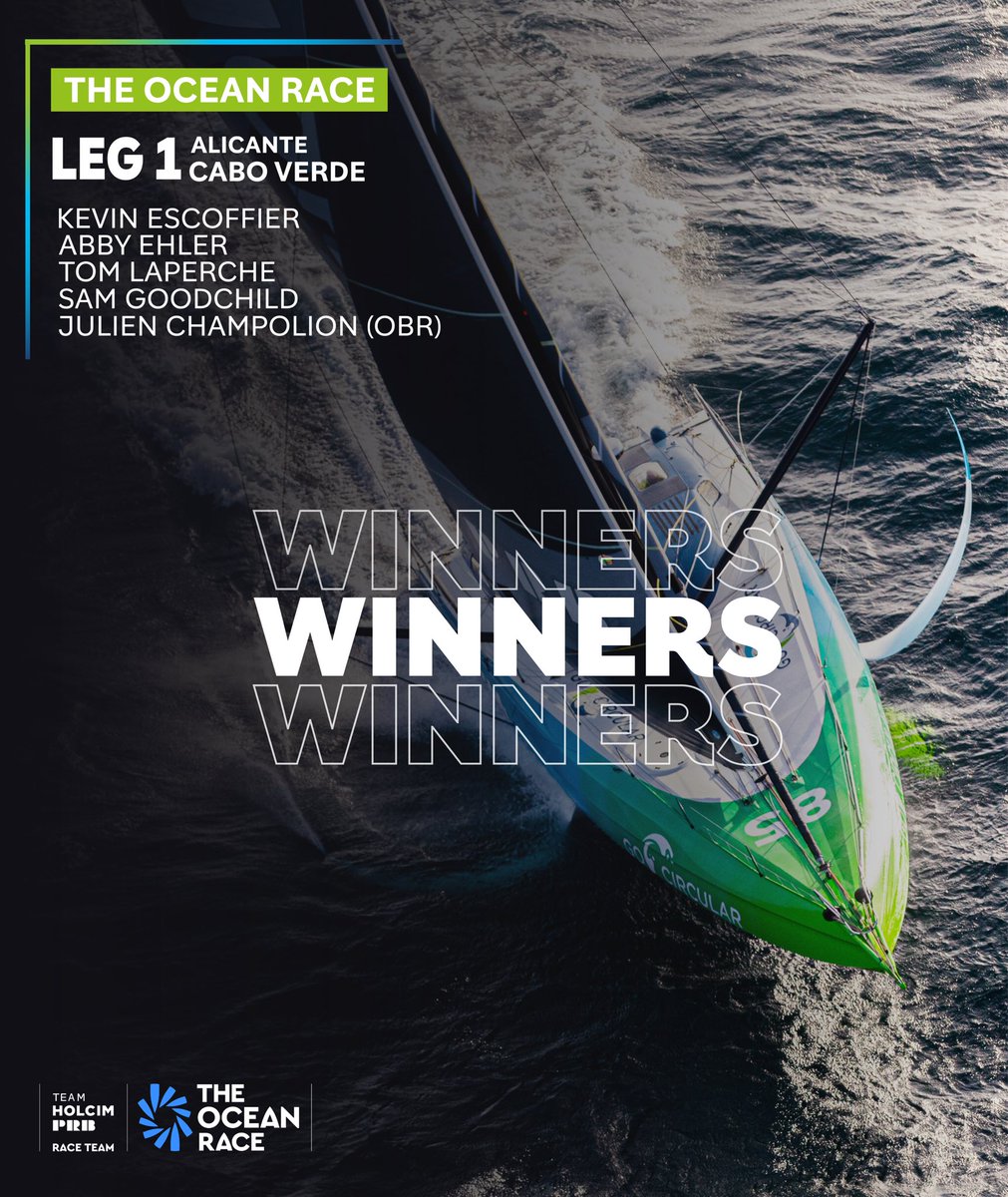 @TeamHolcimPRB wins Leg 1 if @theoceanrace after racing at the head of the fleet throughout this 1900nm sprint between Alicante, Spain and Cabo Verde. 🏆 #GoCircular #BuildingProgress #TheOceanRace #IMOCA