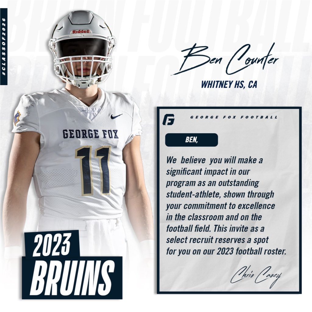 Thank you to @CoachHughesGFU for offering me a spot <a href="/georgefox/">George Fox University</a>.