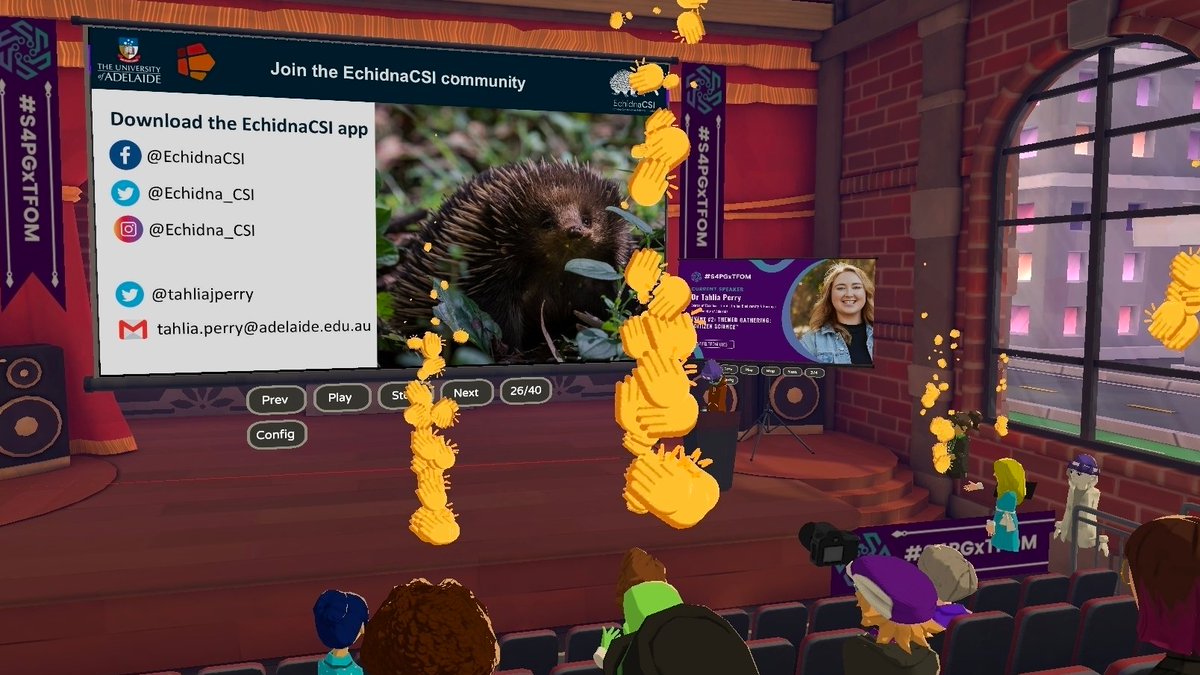 futuremeetings's tweet photo. When deciding on a platform for #S4PGxTFOM, we chose @AltspaceVR for ease of use, cross-platform compatibility, great environments, persistent venues and event support. To our knowledge, there is *no* viable alternative for #VR events - we're very sad to see #AltVR go 😢 #TFOM https://t.co/SqLo0QwaeN