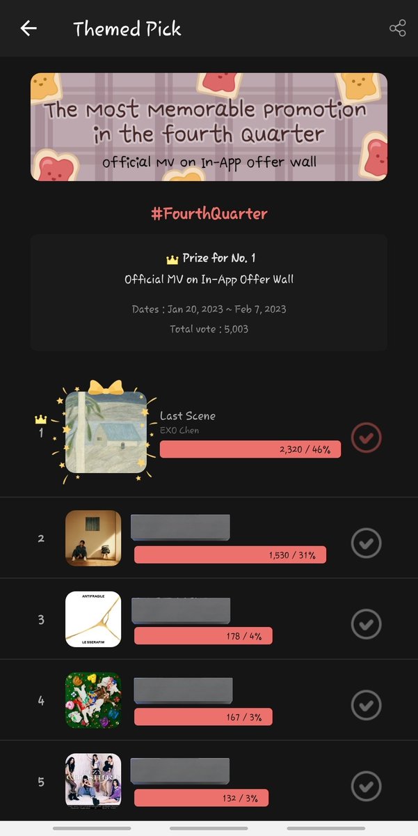 [CHOEAEDOL] Don't forget to vote for #CHEN in the  #ThemedPick
#FourthQuarter 

Rank  : 1st
Ends on 7th February
One free Vote daily 

Use it now
🔗myloveidol.com/themepick/121?…

#첸 #김종대 #종대 #JONGDAE #엑소첸 #EXO