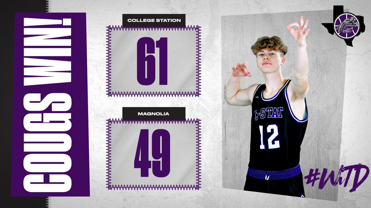 CSCougarHoops's tweet photo. Cougs (18-10, 4-3) fight back to beat Magnolia on the road to win 3rd straight in 21-5A. @GraysonFowler6 led with 35 points, @EverlineWillie had 13. #WTD https://t.co/ojR8R4S6ba