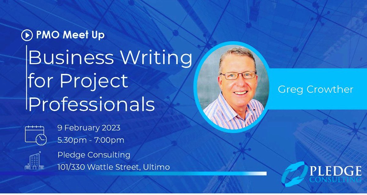 Pledgeconsult's tweet photo. To kick off our event program for the year we’re joining forces with the team from ‘Write for Impact’ to deliver a session specifically designed for project management professionals.

Register today on the link below to secure your place.

https://t.co/fb44hFh5Uc https://t.co/nIKVms2EWJ