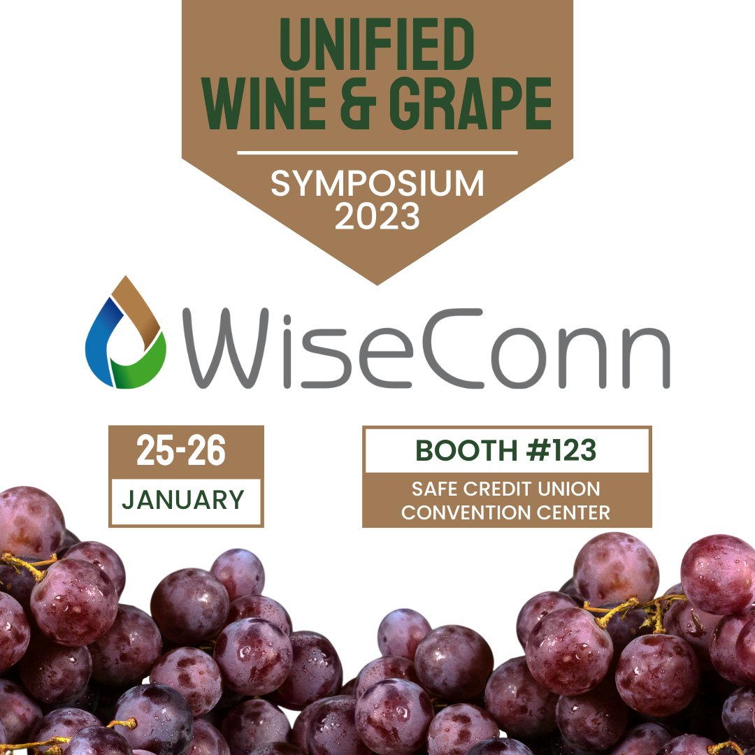 WiseconnUSA's tweet image. See you in Sacramento! Stop by booth #123 and say hi to Paige, Marc, and Augusto at the Unified Wine &amp;amp; Grape Symposium. 
•
•
#agtech #agriculture #dropcontrol #farming #automation #irrigation  #irrigateprecisely