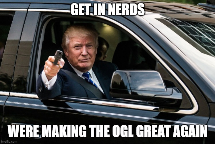 @Wizards_DnD There is only way forward.   Abandon attempts to deauthorize the OGL 1.0a.
#DnDBegone  #StopTheSub #OpenDND #OneDND #DND #DND5 #TTRPG #OGL #ORCLicense  #RaiseTheFlag @KasimirUrbanski