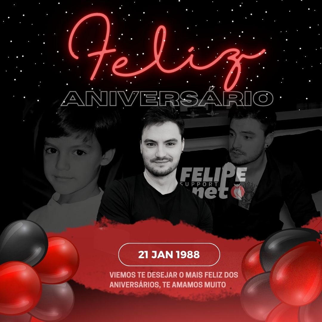 Hoje o dia é todinho dele: a razão de estarmos aqui.

A pessoa mais forte, determinada e esforçada que conhecemos.

Feliz aniversário, <a href="/felipeneto/">Felipe Neto 🦉</a>. Que o dia de hoje te lembre o quanto você é especial e querido por todos nós.

Te amamos! #FelizAniversárioFelipeNeto ❤️