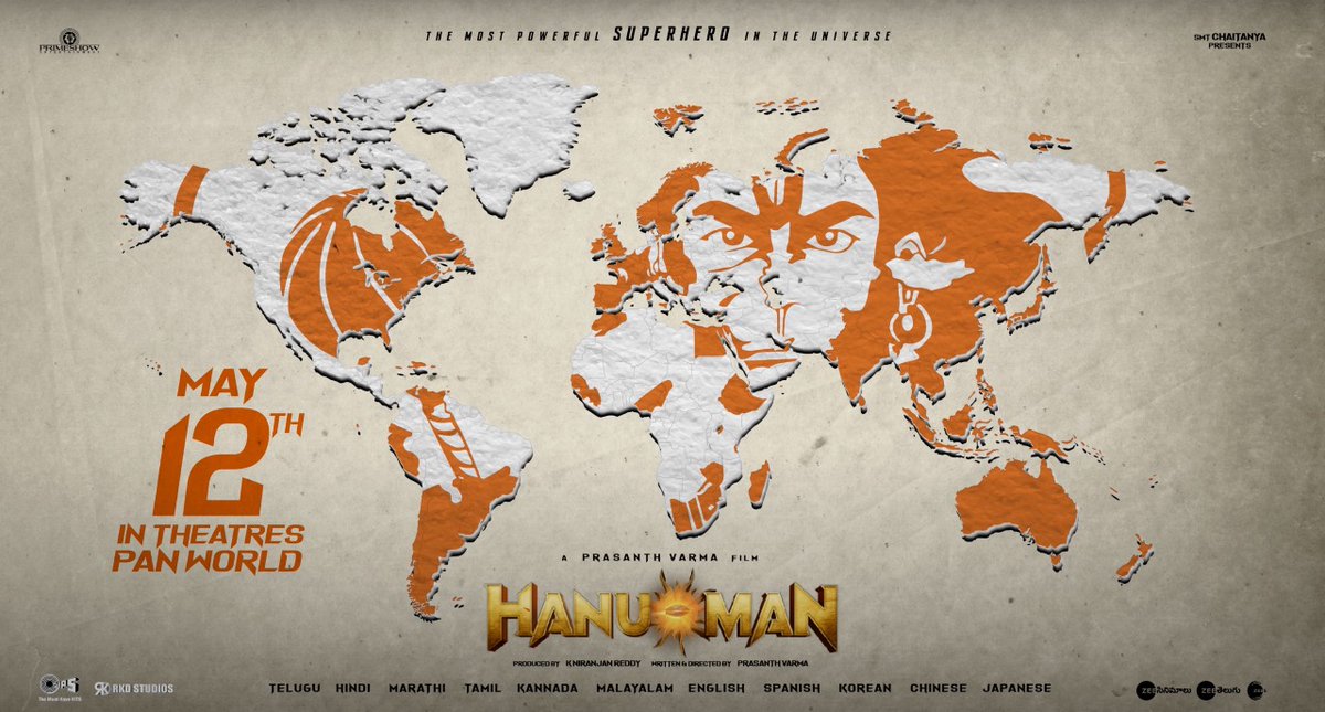 This Summer! The whole world will witness the Most Powerful Super Hero 😎 #HanuMan ❤️‍🔥 Grand PAN WORLD RELEASE in 11 languages on MAY 12th 2023🤩 - youtu.be/wkETyAZ_Iaw #HanuManFromMay12th💥 A @PrasanthVarma Film 🌟ing @tejasajja123 @Primeshowtweets