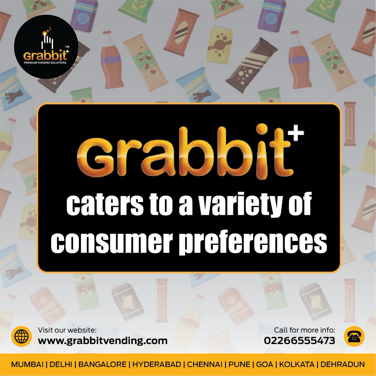GrabbitIndia's tweet photo. ✅Grabbit+ spares no effort in devising distinct yet ideal solutions that cater to consumer preferences. #snackvending #readytoeat #worklife #grabbitindia #vendingmachine #vendingmachineindia #Retail https://t.co/7oW080HeLI