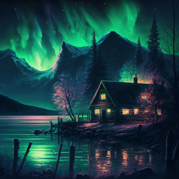 Midjourney Kuzey Iklar - Aurora tablolar