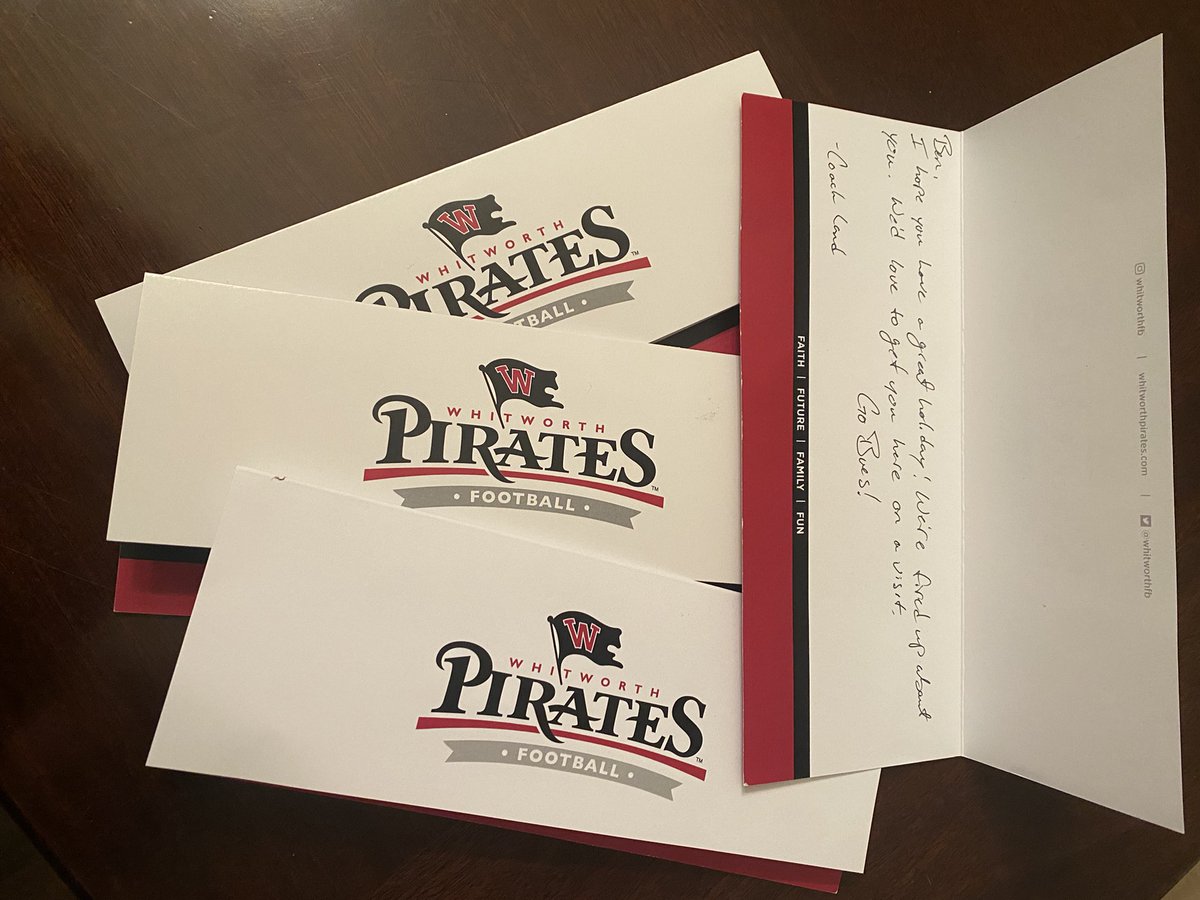 Huge thanks to the <a href="/WhitworthFB/">Whitworth FB</a> coaching staff for showing me some love with these hand written letters. Can’t wait for my visit in February!! <a href="/CoachAlexLand/">Alex Land</a> <a href="/ian_kolste/">Ian Kolste</a> <a href="/colehinrichs16/">Cole Hinrichs</a> <a href="/AndrewDiddens/">Andrew</a>
