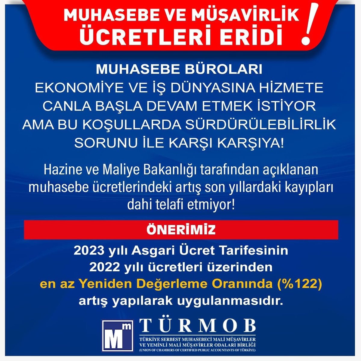 MUHASEBE VE MÜŞAVİRLİK ÜCRETLERİ ERİDİ!..

👉 bit.ly/3CxEWKq

#türmob