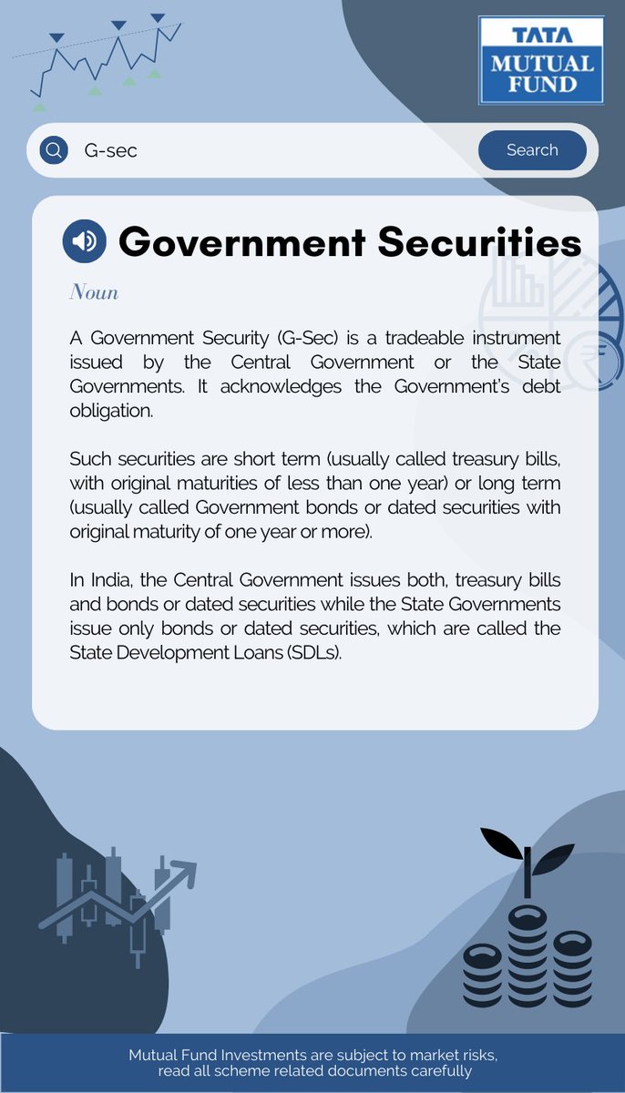 TataMutualFund's tweet photo. If you're new to G-Sec investing, here's a quick primer to get you started. Visit https://t.co/scZfDqFoSj for more information.
#SayMoreWithLess #Gsec #MutualFunds #Debt #FixedIncome #TataMutualFund #KhudPeVishwaas #MutualFundsSahiHai https://t.co/UYkhPnmsZH