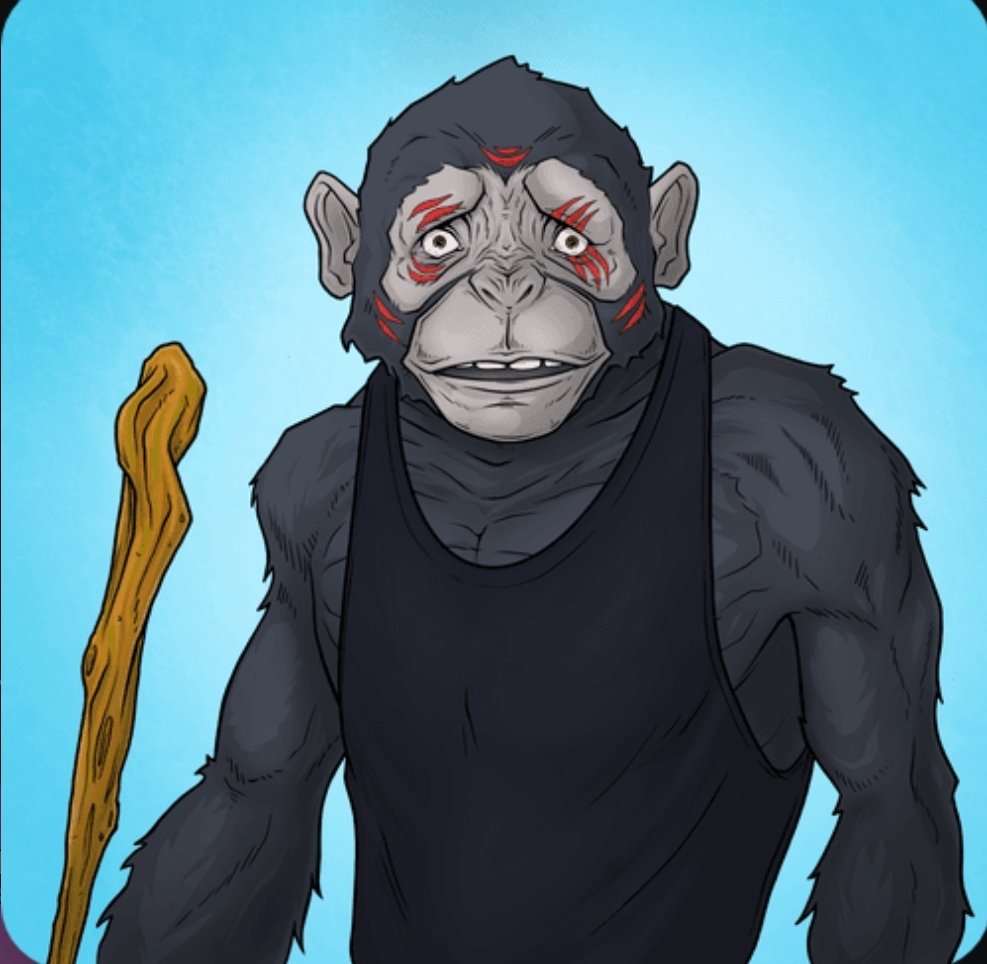 Admire this <a href="/ATSNFT/">Apes Together Strong NFT</a> work of #art. Very sorry. An AI can't do this. This is real. Handmade. A #treasure. An outstanding NFT.
 At the entrance of my NFT museum, this baby and my #nft of <a href="/RichWolfClub/">Rich Wolf Club NFT</a> 
Check this <a href="/mphsmark4u/">Memphis Mark</a> @cutiepizzleRWC @RichWolfClubNFT