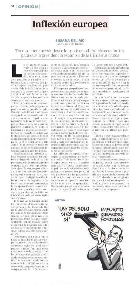 Inflexión europea. Escribo sb la etapa tan relevante que vive el proceso de integración europea. Analizo la tendencia en el marco: secuencia de elecciones en España y Presidencia española del Consejo de la UE. Mi primera tribuna 2023, ⁦<a href="/elcorreo_com/">El Correo</a>⁩ #Política #España #UE