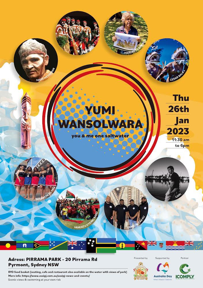 Yumi Wansolwara performance lineup… free to register here: assipj.com.au/assipj-news-an… @cityofsydney @samsonfare @RRegenvanu