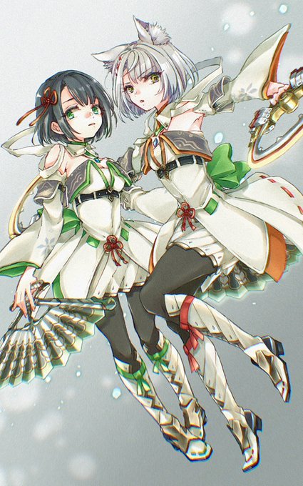 ゼノブレ3、ミオちゃんとミヤビちゃんアグヌス女子のおくりびと衣装かわいいそろそろネタバレとか気にせずお絵描きしたいな 